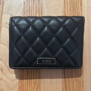 Tumi Black Quilted Wallet Montague Tri-fold